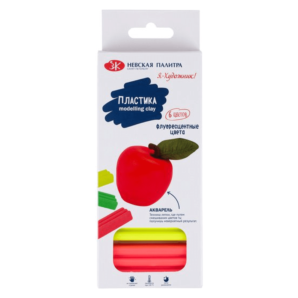 Пластика для моделирования "Я-Художник!", 6 шт., флуоресцентные цвета
