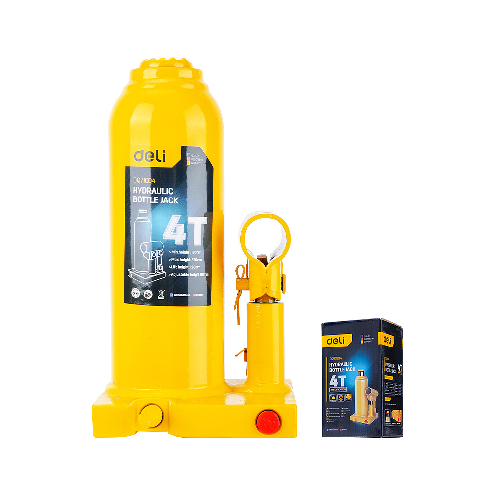Домкрат гидравлический "Deli" 4000 кг, 190-370 мм, желтый - 2