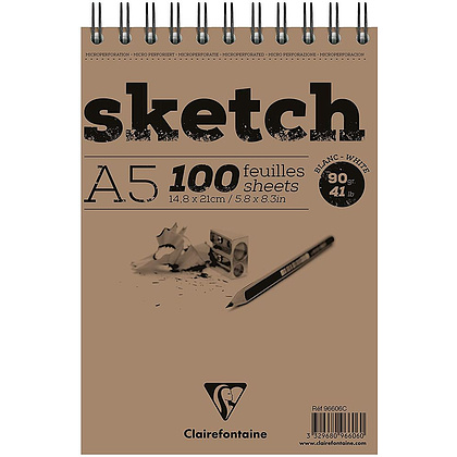 Скетчбук "Sketch", A5, 90 г/м2, 100 листов, коричневый