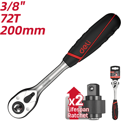 Ключ-трещотка Deli RS EDQ41802, 1/4", 150 мм, 72 зуба - 6