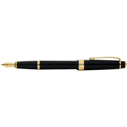 Ручка перьевая F "Bailey Light Polished Black Resin and Gold Tone", черный, золотой - 4