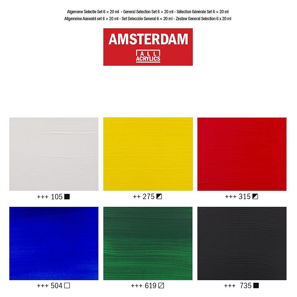 Набор красок акриловых "Amsterdam", 6 цветов, ассорти - 2