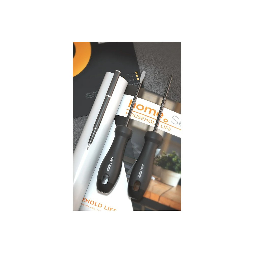 Набор отверток Deli HS EHT1002, 2 шт.(PH1х100,SL5х100), Soft Touch, черный - 3