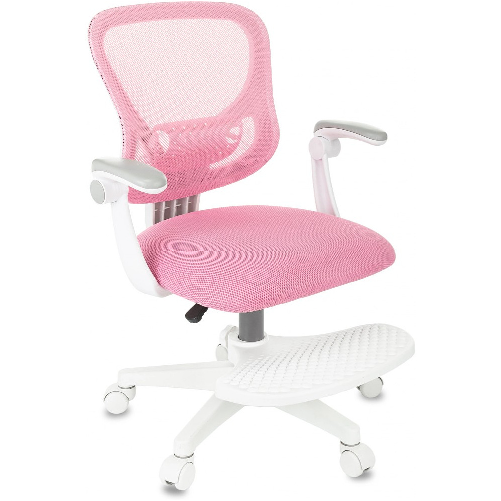 Кресло детское Бюрократ Burokids 3, сетка, ткань, пластик, корпус белый, подставка для ног, розовый - 6