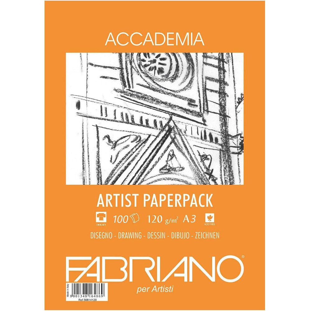 Бумага для графики "Fabriano. Accademia art pack", А3, 200 г/м2, 100 листов