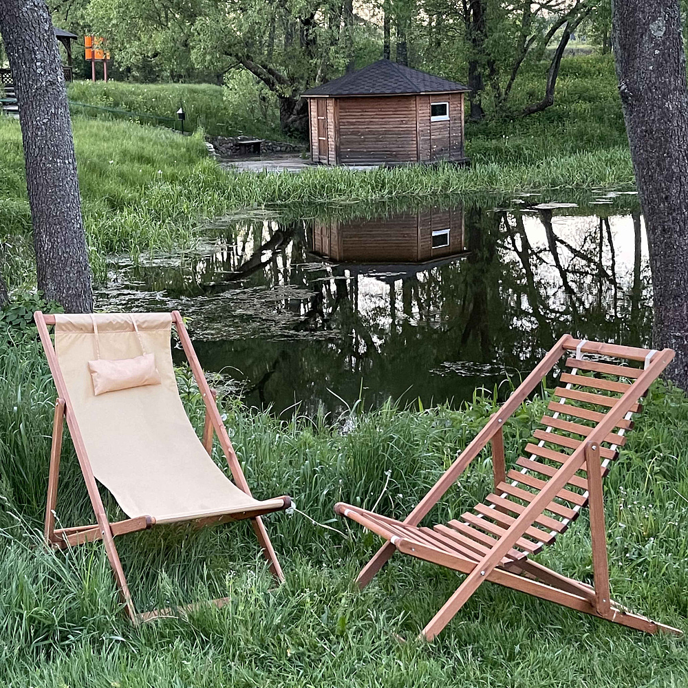 Кресло-шезлонг DYATEL, ткань, бежевый, массив сосны  - 2
