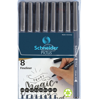 Набор ручек капиллярных "Schneider Fineliner Pictus", 8 шт