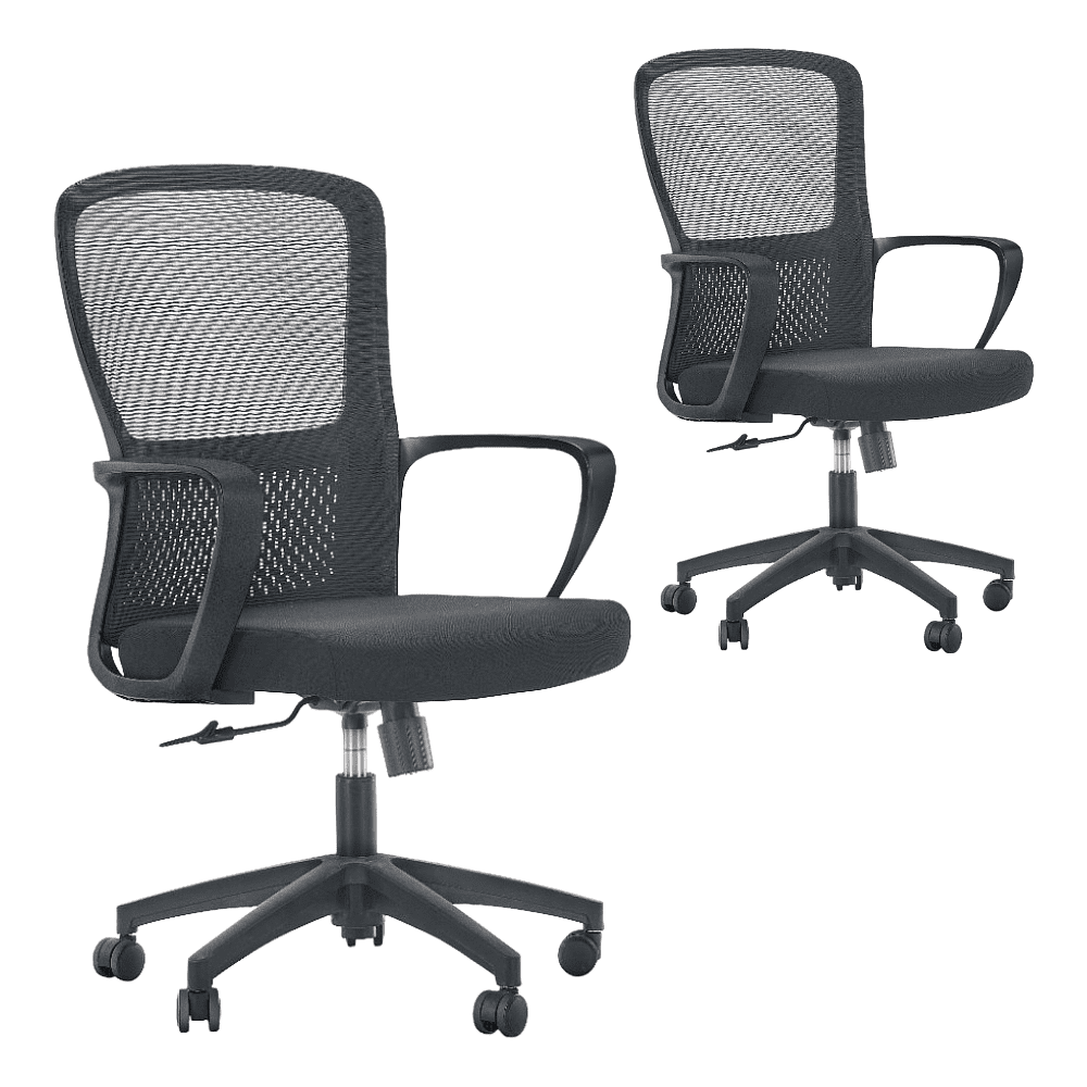 Кресло для персонала SitZone U-069B, сетка, ткань, пластик, черный, 2 шт/упак, -30%