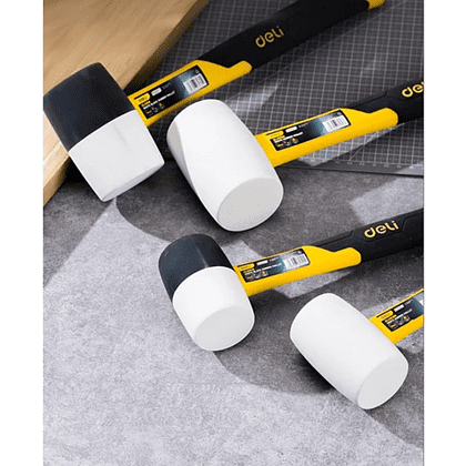 Киянка резиновая Deli YS EDL5816, 0.450 кг, фибергласовая рукоятка, черно-белая - 5