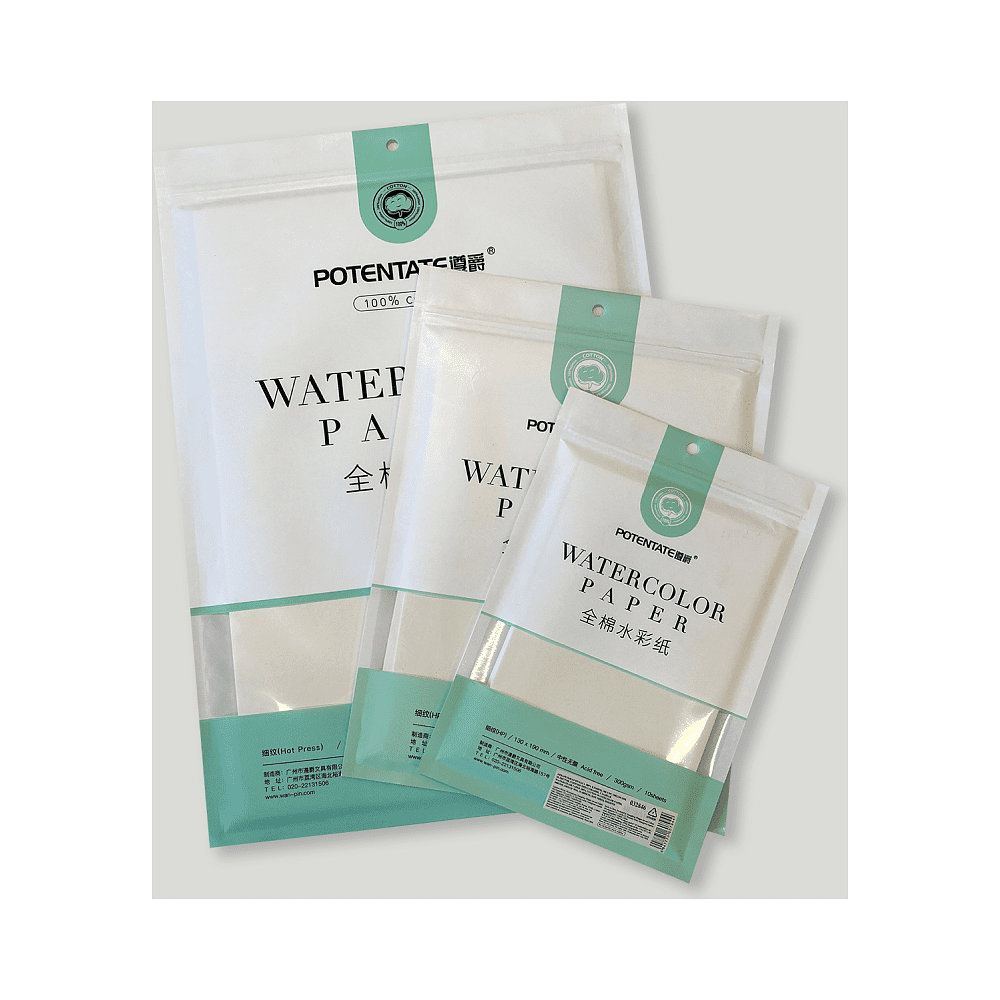 Бумага для акварели "Potentate", хлопок, горячий пресс, 13.5х19 см, 10 листов - 3