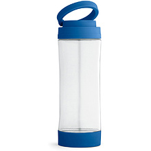 Бутылка для воды "Quintana" c подставкой для смартфона, стекло, 390 мл, прозрачный, королевский синий