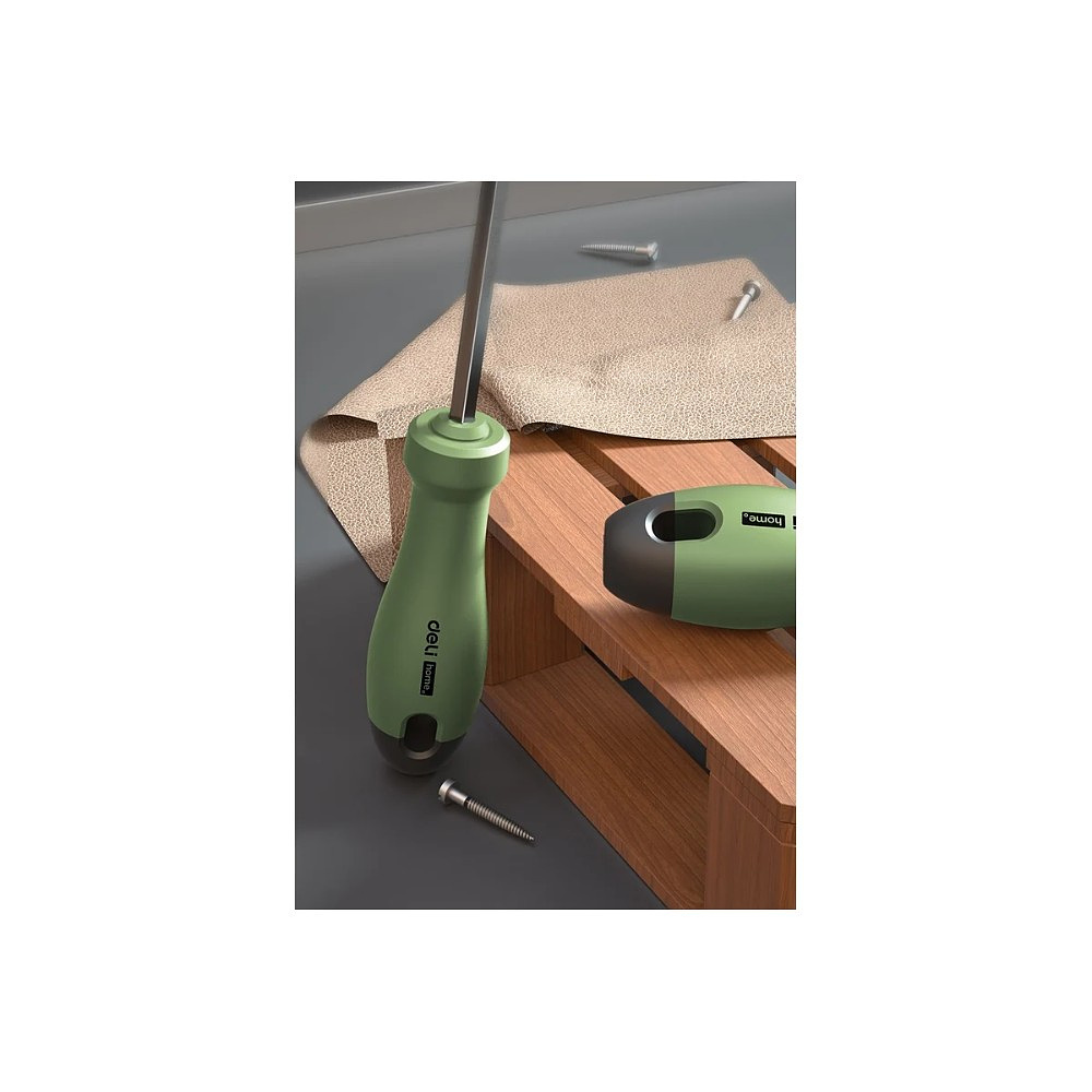 Отвертка "Deli Home" крестовая PH1*100 мм., зеленый - 5