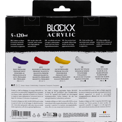 Набор акриловых красок "Blockx. Primaries", 5 цветов, 120 мл - 5