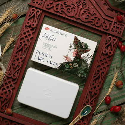 Краски акварельные "Белые ночи Русские сказки", набор 12 цветов, кюветы - 11