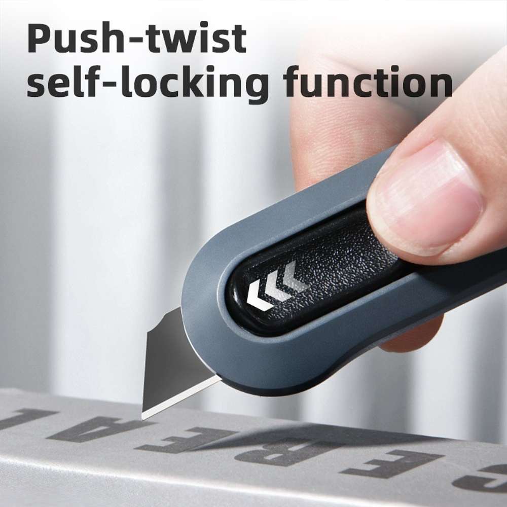 Нож строительный Deli HS EHT4007, 80x25 мм, Soft Touch, черный - 5