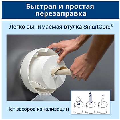 Диспенсер "Tork SmartOne T9" для туалетной бумаги в мини рулонах, пластик, белый (681000) - 5