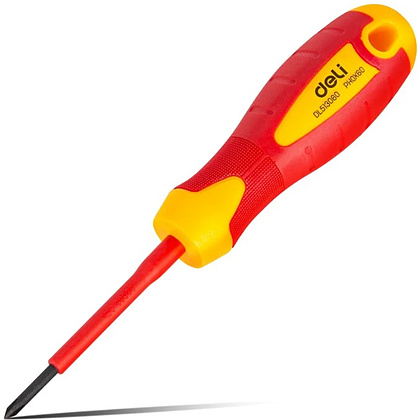 Отвертка диэлектрическая Deli YS EDL513060, PH2х60 мм, желтый, красный