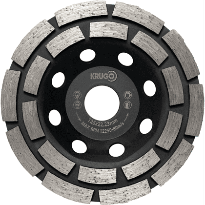 Чашка алмазная по бетону Krugo, 125x22.23 мм, двухрядная