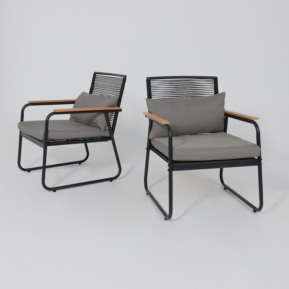 Комплект мебели садовой AksHome GARDENIA (кресло  2 шт, диван 1 шт, стол 1 шт), черный - 35