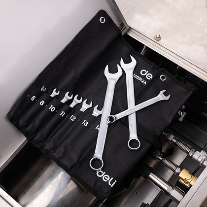 Ключ комбинированный "Deli" набор 12 шт., 6-24 мм, чехол, серебристый - 9