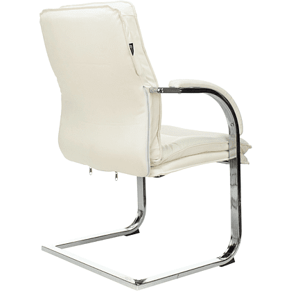 Кресло на полозьях "Бюрократ T-9927SL-LOW-V", натуральная кожа, слоновая кость, металл хром - 3