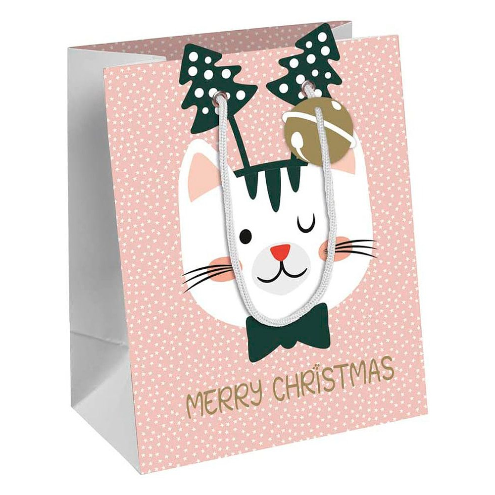 Пакет бумажный подарочный "Cat'Mas", 26.5x14x33 см, разноцветный
