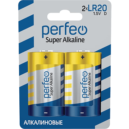 Батарейки алкалиновые Perfeo "1.5 V LR20/D", 2 шт. 