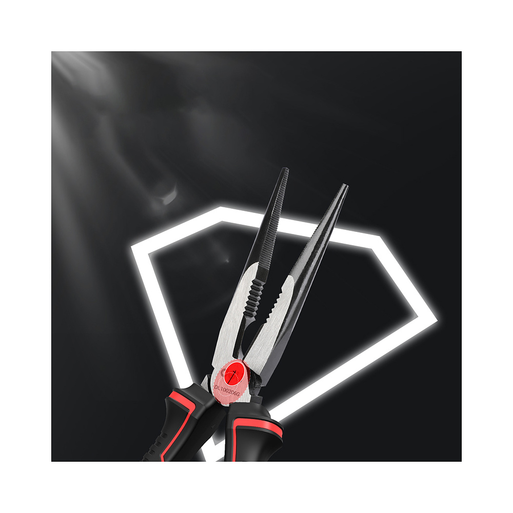 Длинногубцы "Deli" 155 мм, красный, черный - 3