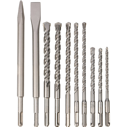 Набор буров и зубил Deli YS EDH-YCZ010-EH1, 6,8,10х160мм, 8,10,12,14,16х210мм SDS+,10 шт.