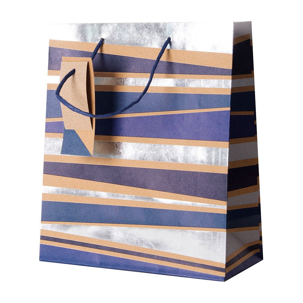 Пакет бумажный подарочный "Male stripe", 26.5x14x33 см - 2