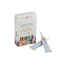 Контур акриловый для стекла и керамики "Декола цветные", набор 4 цвета