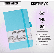 Скетчбук "Sketchmarker", 9x14 см, 140 г/м2, 80 листов, небесно-голубой