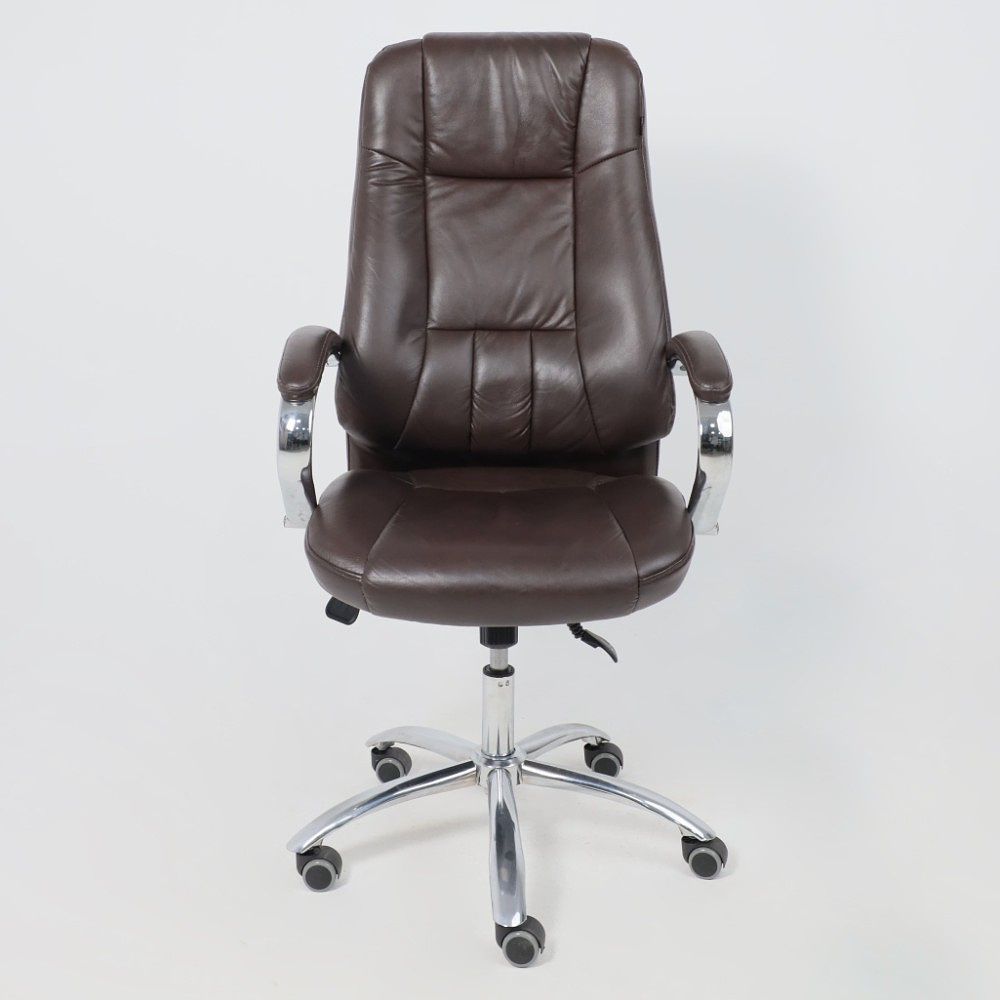 Кресло для руководителя "KING A" поворотное, хром, натуральная кожа, темно-коричневый - 24