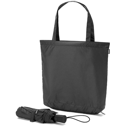 Зонт складной "Skylar" черный + сумка для покупок