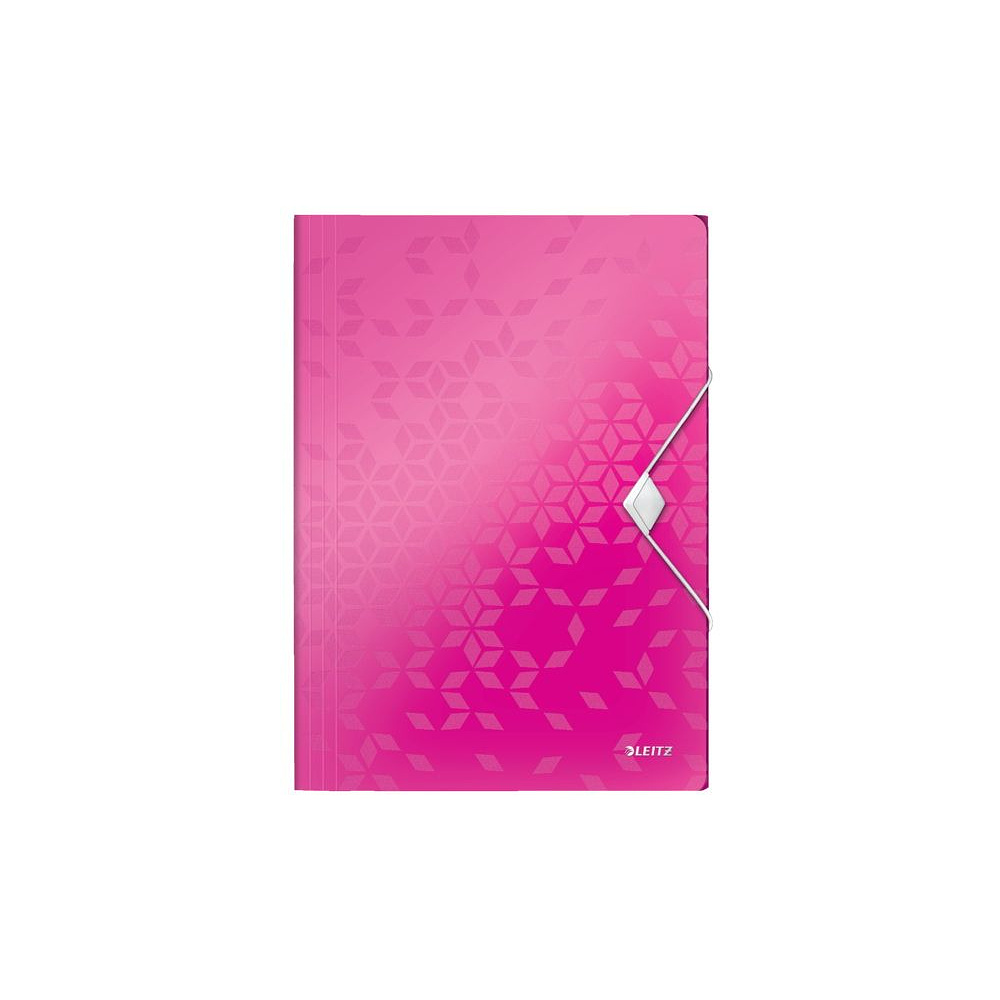 Папка на резинках "Leitz Wow", A4, 15 мм, пластик, розовый
