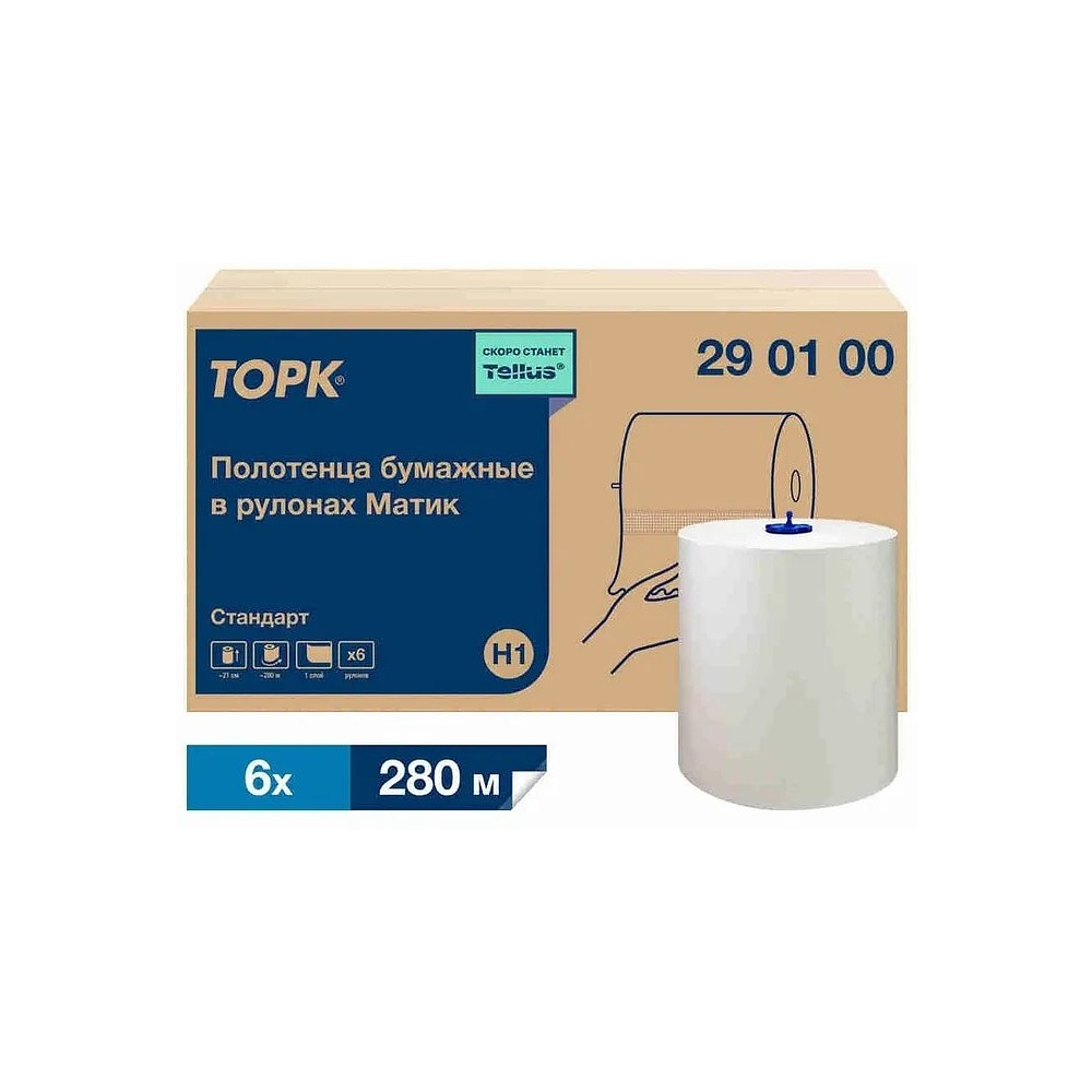 Полотенца бумажные Tellus Matic Стандарт, в рулонах, 1 слой, НT1, 280 м - 17