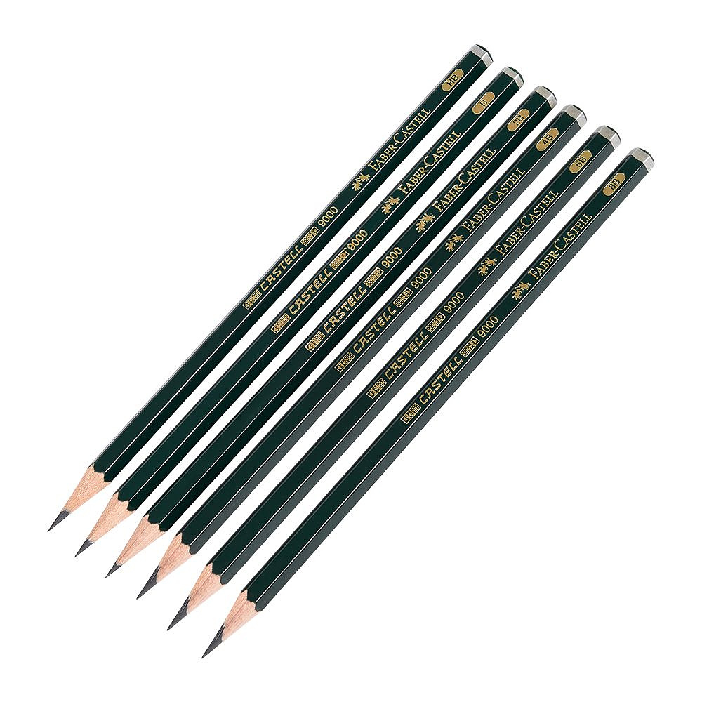 Набор карандашей чернографитных "Castell 9000", HB-8B, 6 шт., в металлической коробке - 3