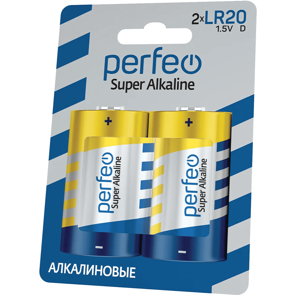 Батарейки алкалиновые Perfeo "1.5 V LR20/D", 2 шт.  - 2