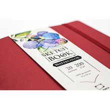 Скетчбук для акварели "Nature", 19x19 см, 200 г/м2, 20 листов, бордовый