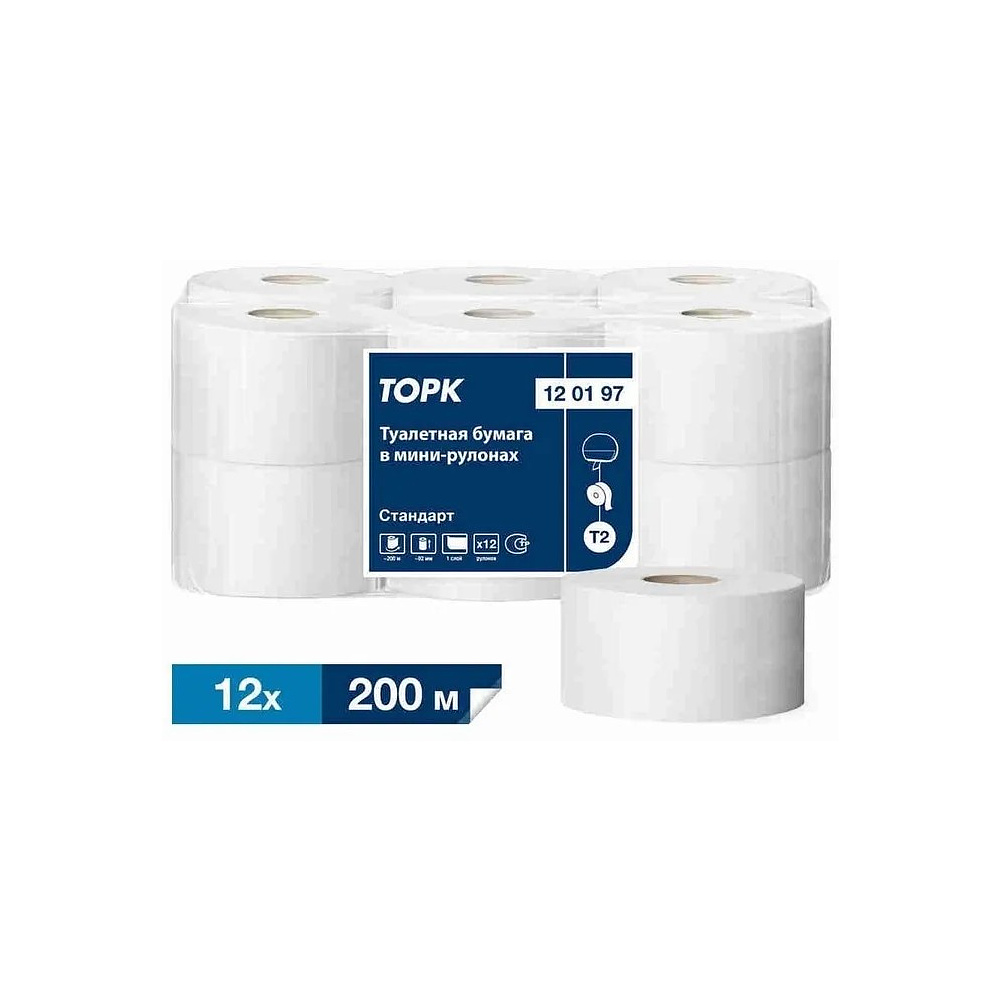 Бумага туалетная Tellus Стандарт ТP2, в мини рулоне, 200 м, 1 слой - 8