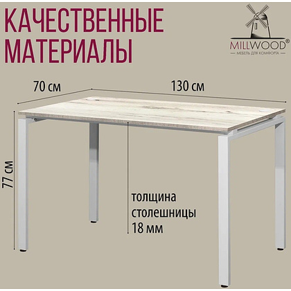 Стол письменный Millwood Лофт Сиэтл (ДТ-5), 1300х700 мм, дуб белый крафт, белый - 6