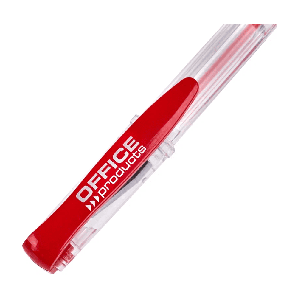 Ручка гелевая "Office Products", 0.5 мм, прозрачный, стерж. красный - 4