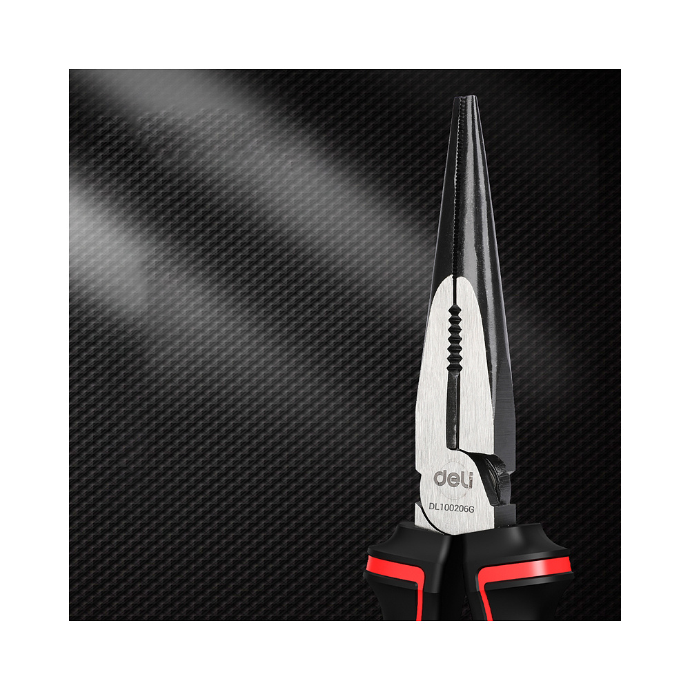 Длинногубцы "Deli" 155 мм, красный, черный - 2