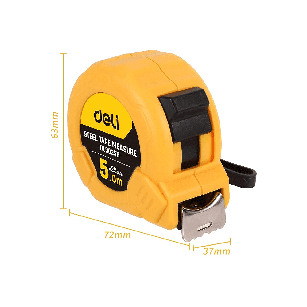 Рулетка Deli YS EDL9025B, 5 м х 25 мм, желтый, черный - 2