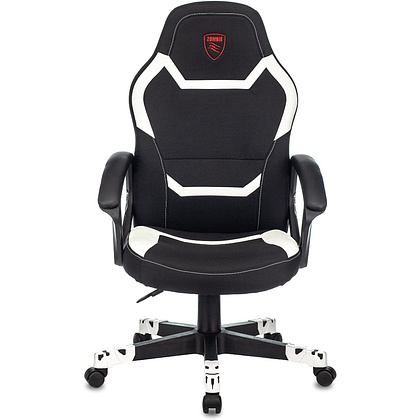 Кресло игровое Бюрократ "Zombie 10", ткань, экокожа, пластик, черный, белый - 2