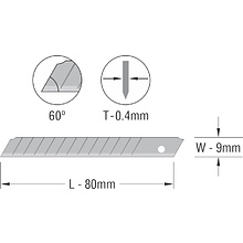 Лезвия для малого ножа "Kangaro Miles", 9 мм, 10 штук