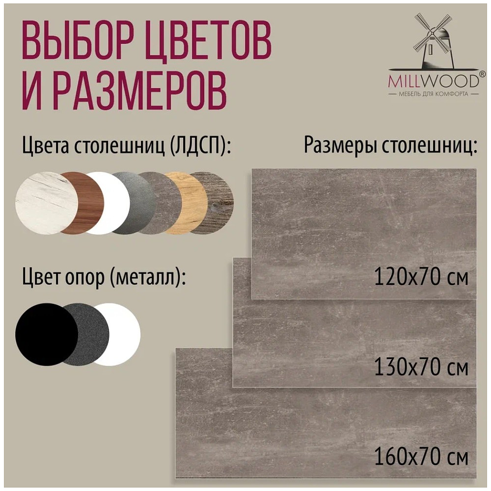 Стол письменный Millwood Лофт Сиэтл (ДТ-5), 1300х700 мм, бетон, белый - 8