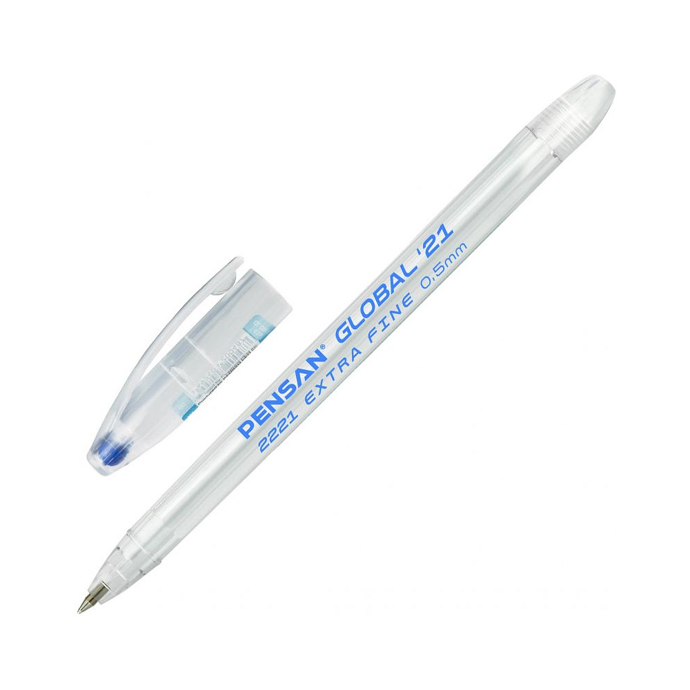 Ручка шариковая "Global", 0,5 мм, прозрачный, стерж. синий