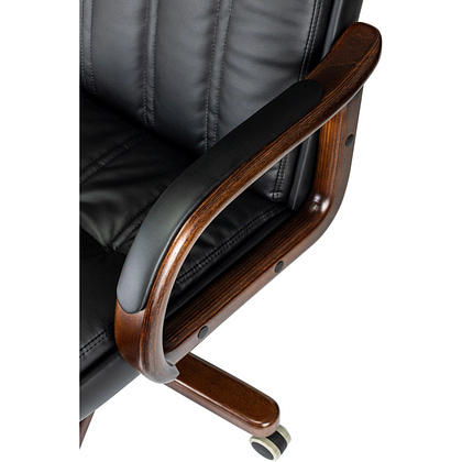 Кресло для руководителя Бюрократ T-9932WALNUT, экокожа, черный, металл, дерево - 6