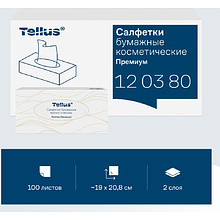 Салфетки Tellus Premium для лица ультрамягкие белые, 100шт/упак, F1